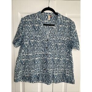 Pilcro Anthropologie Womens Medium Blue Button Front Comfort Breathe Island